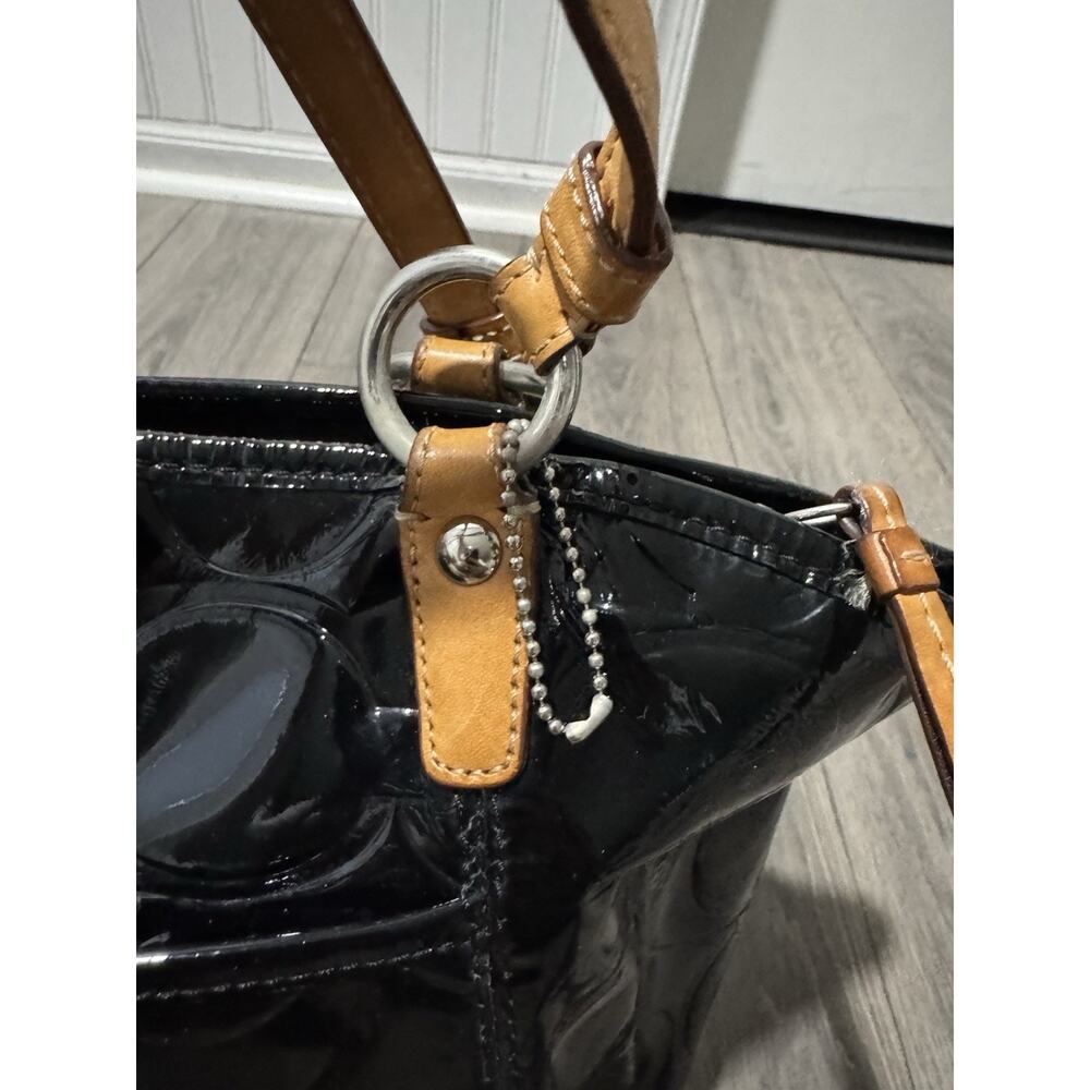 COACH SIGNATURE LEAH EMBOSSED PATENT LEATHER SHOULDER TOTE BAG F14662 SHOPPER L - Picture 5 of 10